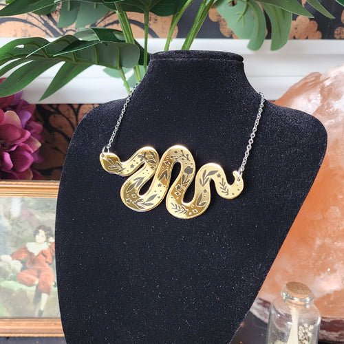 Golden Danger Noodle Necklace - Cursive Craft 