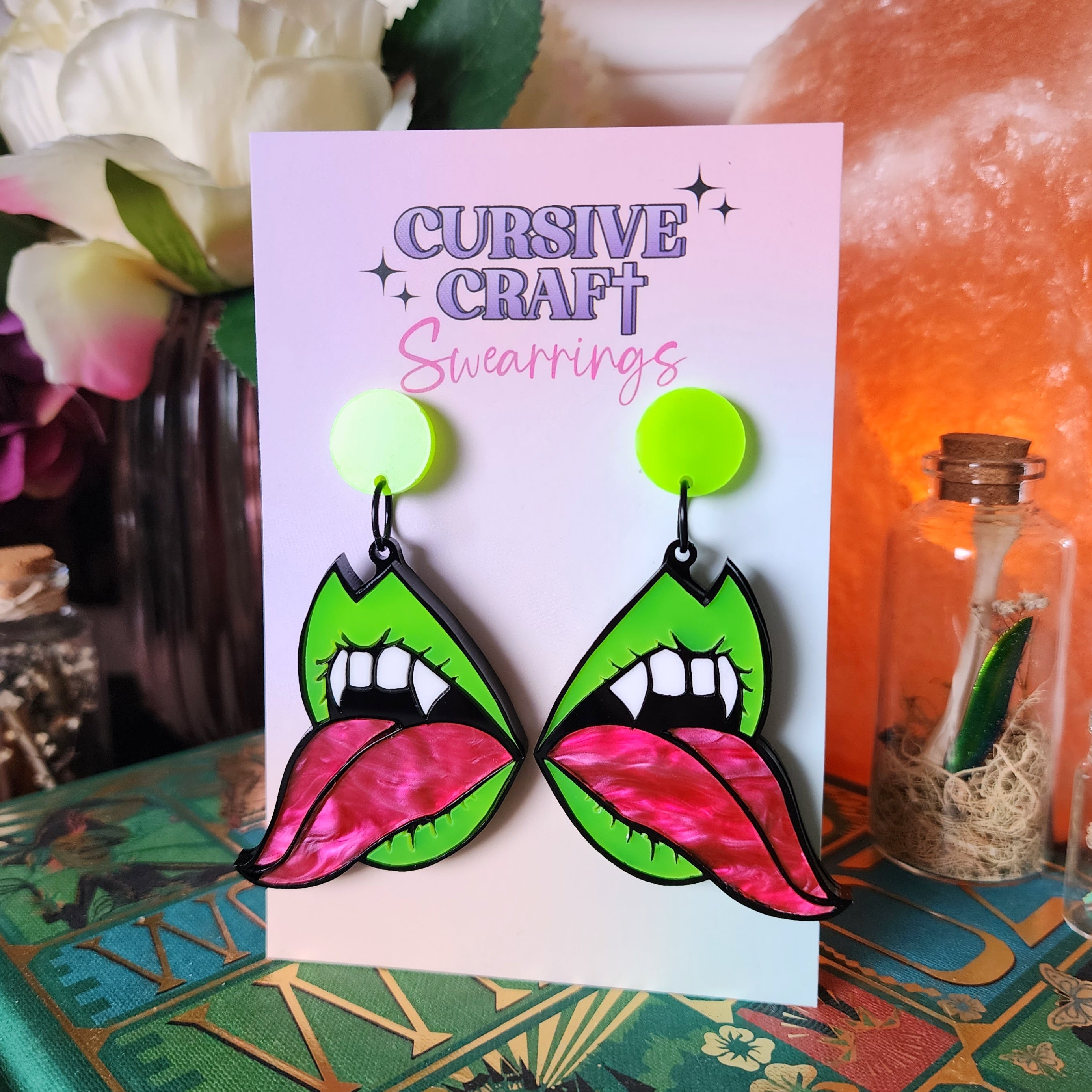 Monster Kiss Earrings - Cursive Craft 