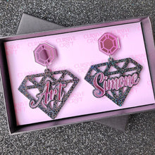 Load image into Gallery viewer, Diamond Shaped Name Earrings
