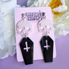 Load image into Gallery viewer, Skull &amp; Coffin Earrings - Cursive Craft 
