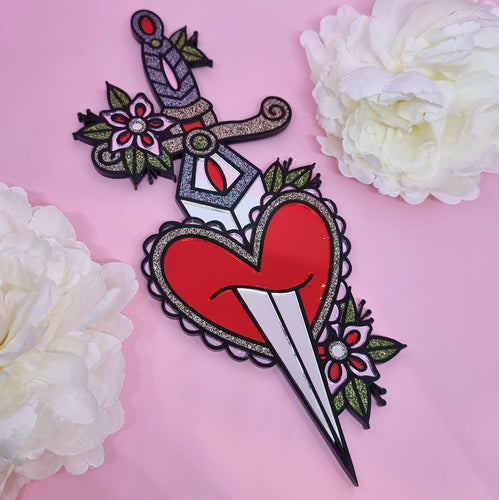 Heart & Dagger Wall Decor - Cursive Craft 