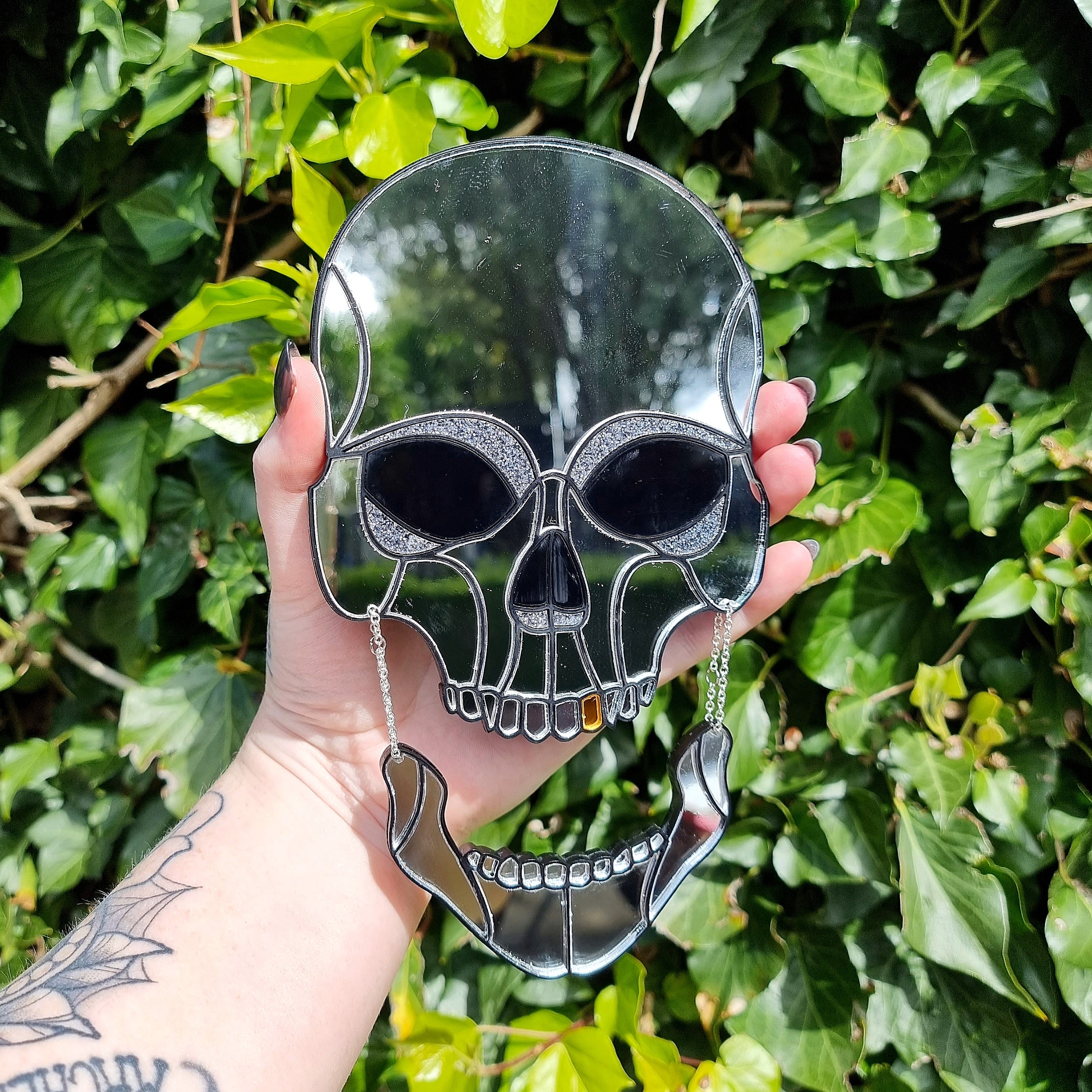 Mirror Skull Wall Decor - Cursive Craft 