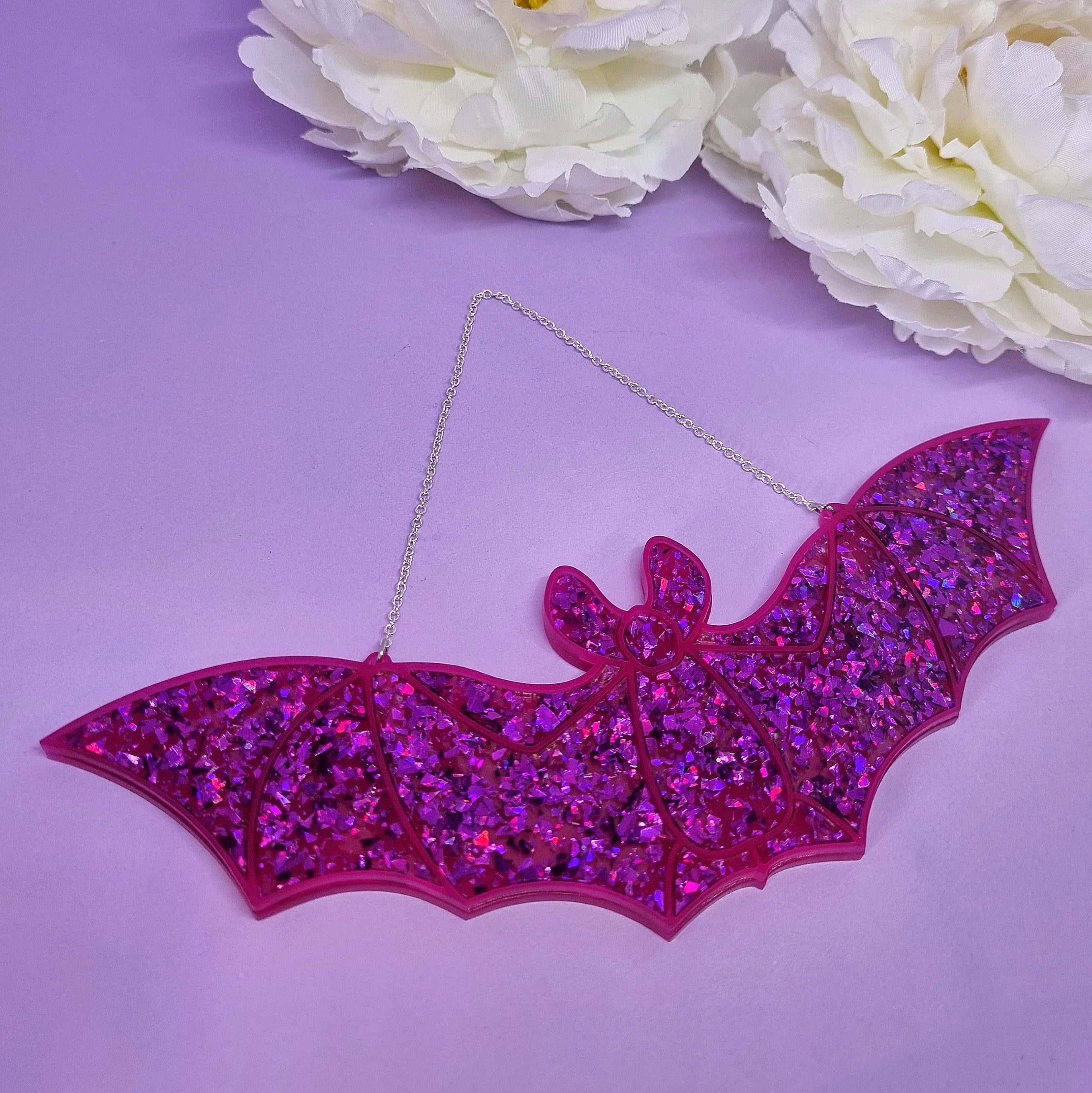 Glittery Bat Wall Decor - Cursive Craft 