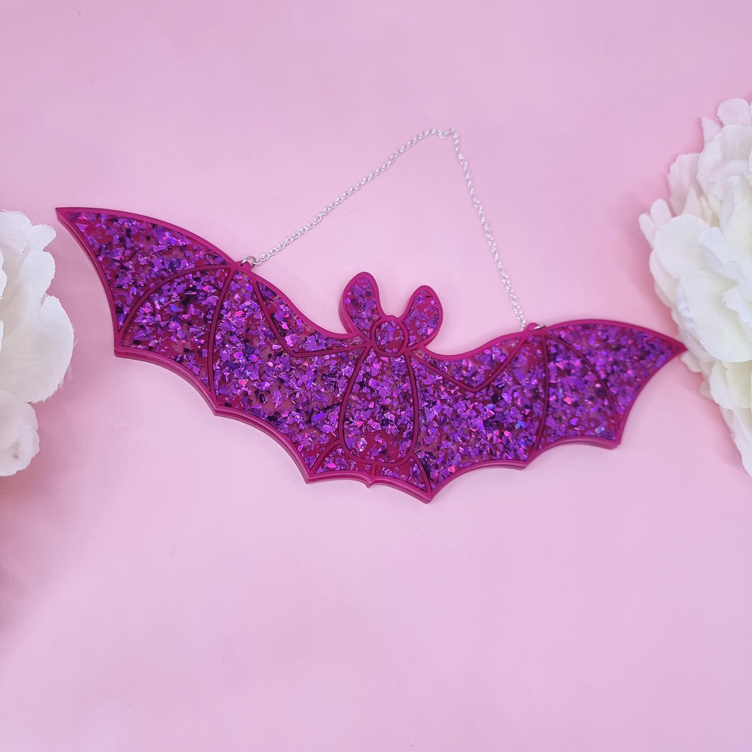 Glittery Bat Wall Decor - Cursive Craft 