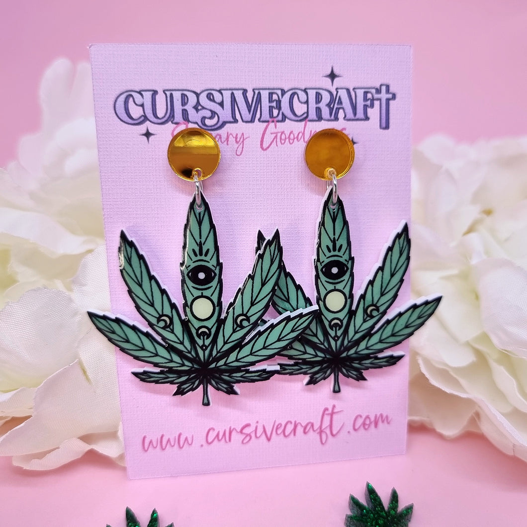 Witchy Weed Earrings - Cursive Craft 