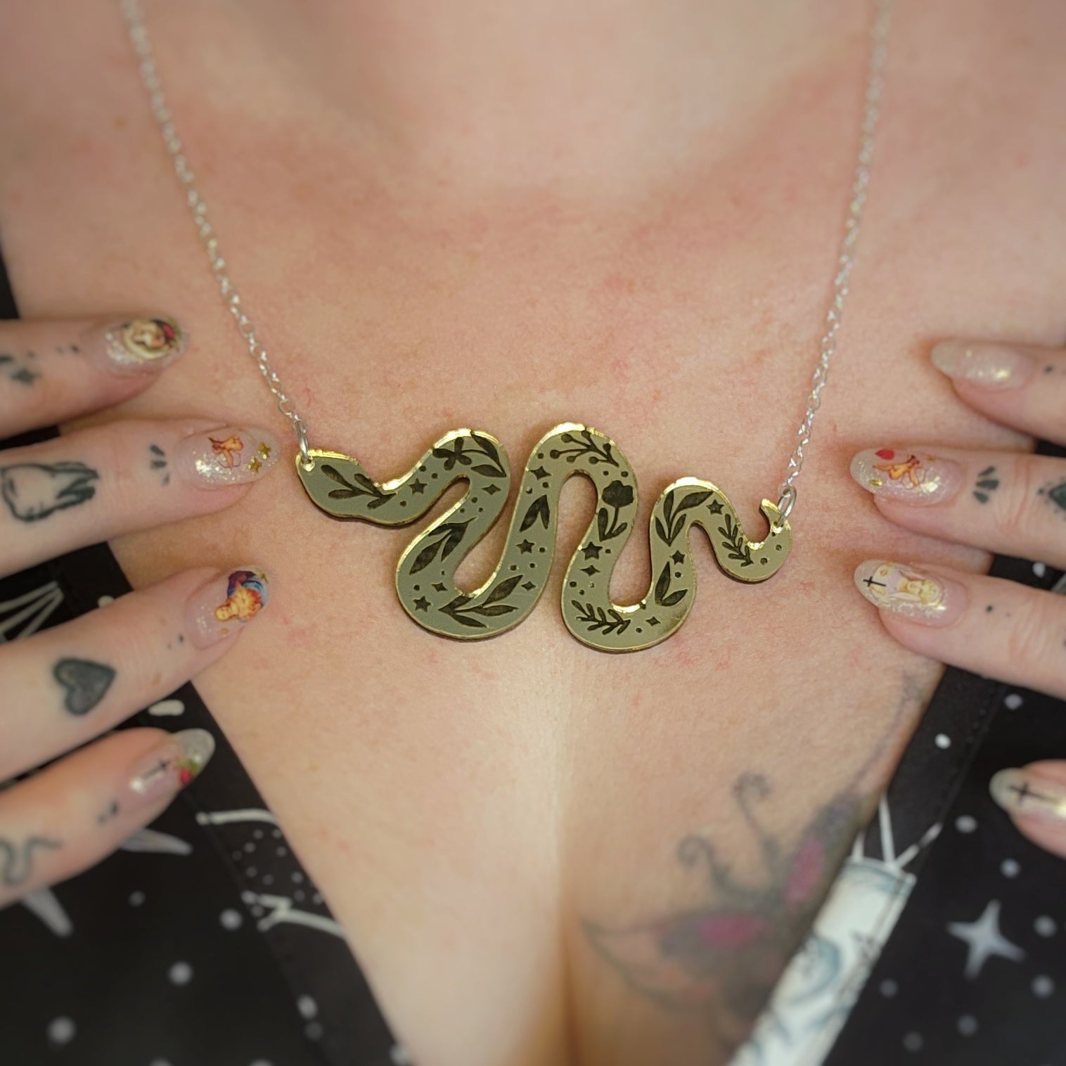 Golden Danger Noodle Necklace - Cursive Craft 