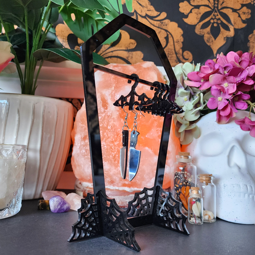 Spooky Coffin Earring Display - Cursive Craft 